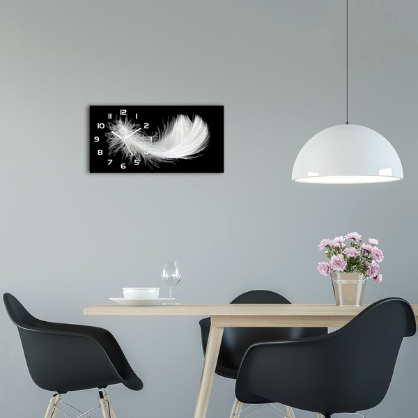 Moderní skleněné hodiny na stěnu Pírko pl_zsp_60x30_f_36276177