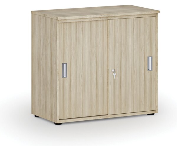 Kancelářská skříň se zasouvacími dveřmi PRIMO WOOD, 800 x 420 x 740 mm, dub přírodní