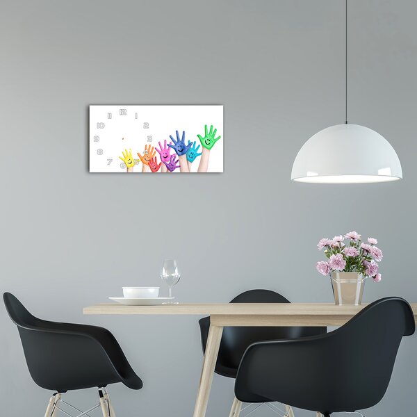 Skleněné hodiny na stěnu Pomalované dlaně pl_zsp_60x30_f_39483804