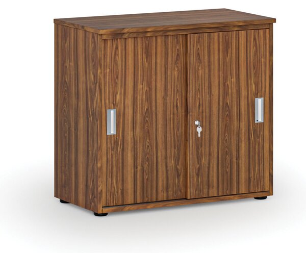 Kancelářská skříň se zasouvacími dveřmi PRIMO WOOD, 800 x 420 x 740 mm, ořech