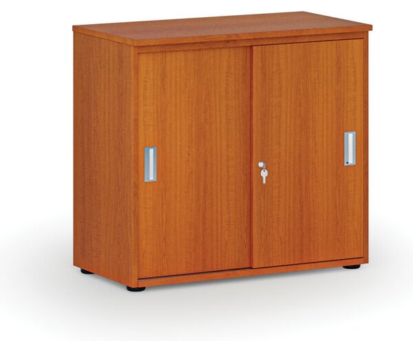 Kancelářská skříň se zasouvacími dveřmi PRIMO WOOD, 800 x 420 x 740 mm, třešeň