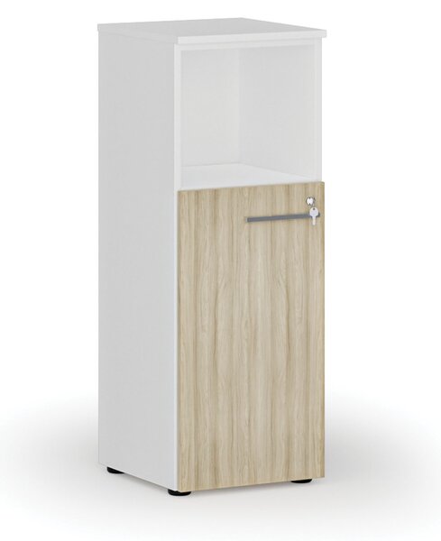 Kombinovaná kancelářská skříň PRIMO WHITE, 400 x 420 x 1087 mm, bílá/dub přírodní