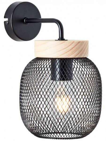Brilliant 99107/76 Nástěnná lampa GIADA černá + dřevo
