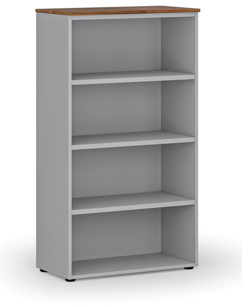 Kancelářský regál PRIMO GRAY, 800 x 420 x 1434 mm, šedá/ořech