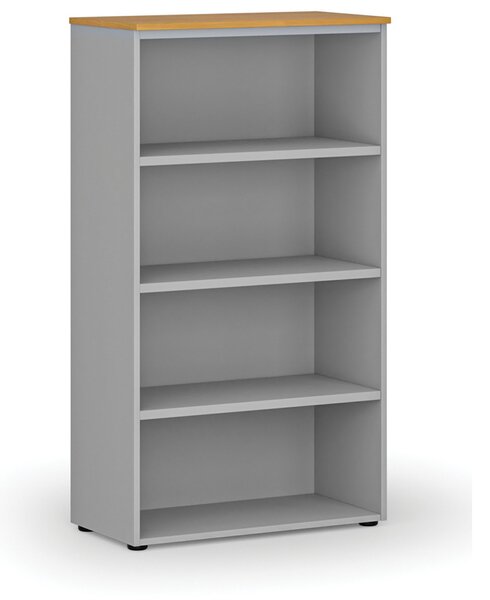 Kancelářský regál PRIMO GRAY, 800 x 420 x 1434 mm, šedá/buk