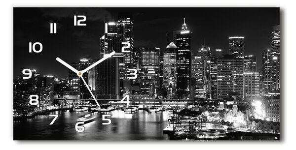 Moderní skleněné hodiny na stěnu Sydney noc pl_zsp_60x30_f_42190312