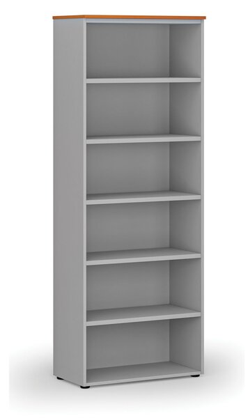 Kancelářský regál PRIMO GRAY, 800 x 420 x 2128 mm, šedá/třešeň