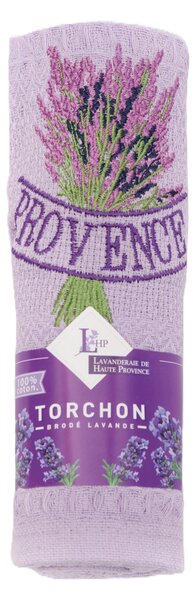 Lavanderaie de Haute Provence Utěrka Provence s výšivkou - fialová