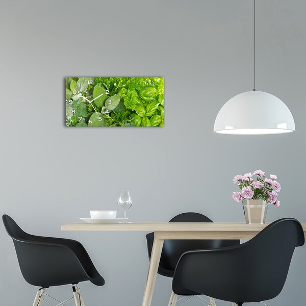 Moderní skleněné hodiny na stěnu Bylinky pl_zsp_60x30_f_42979948