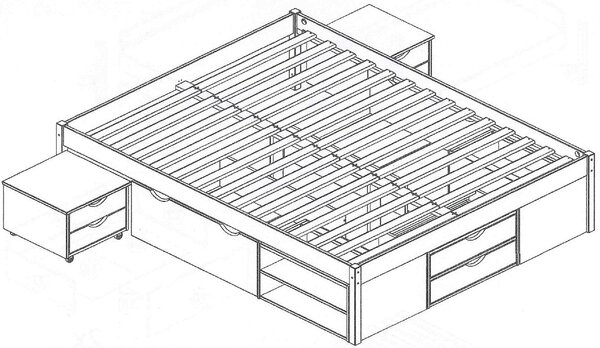 Manželská postel s úložným prostorem IA8803, IA8804 160x200, 180x200, masiv borovice