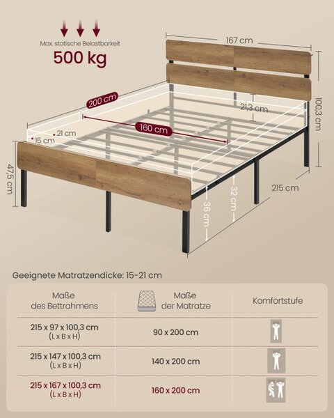 Kovová manželská postel s LED osvětlením 160 cm RMB105HC01