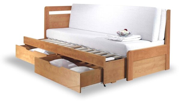 Rozkládací postel s úložným prostorem TANDEM KLASIK levá - oblá