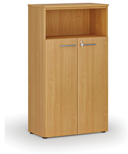 Kombinovaná kancelářská skříň PRIMO WOOD, dveře na 3 patra, 800 x 420 x 1434 mm, buk