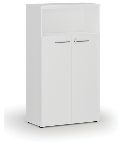 Kombinovaná kancelářská skříň PRIMO WHITE, dveře na 3 patra, 800 x 420 x 1434 mm, bílá