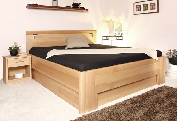Postel z masivu s úložným prostorem DELUXE 2, masiv buk