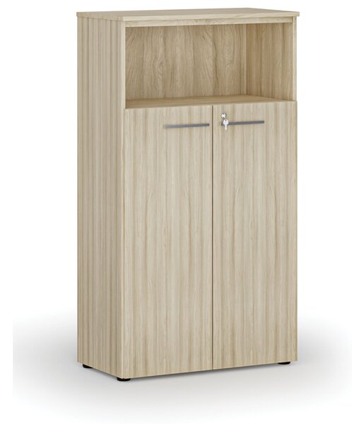 Kombinovaná kancelářská skříň PRIMO WOOD, dveře na 3 patra, 800 x 420 x 1434 mm, dub přírodní