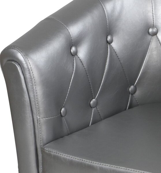Klubové křeslo s taburetem Chesterfield, stříbrné
