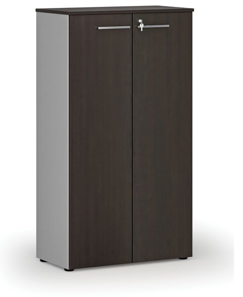 Kancelářská skříň s dveřmi PRIMO GRAY, 800 x 420 x 1434 mm, šedá/wenge
