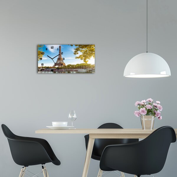 Skleněné hodiny na stěnu Eiffelova věž Paříž pl_zsp_60x30_f_44313077