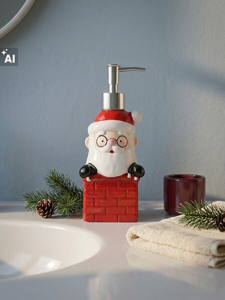 Sinsay - Vánoční keramický dávkovač mýdla ve tvaru Santa Clause v komíně - červená