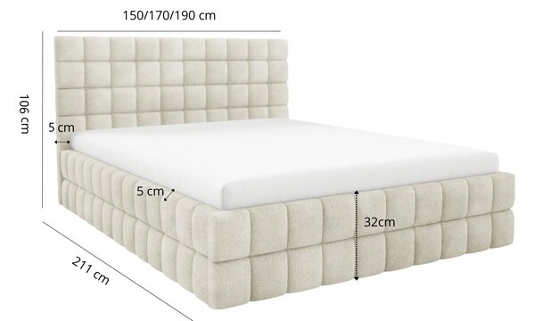 Čalouněná postel 140x200 LAILA s úložným prostorem - ecru 2