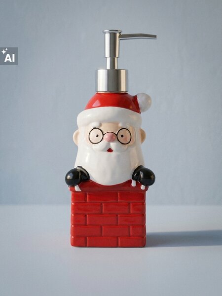 Sinsay - Vánoční keramický dávkovač mýdla ve tvaru Santa Clause v komíně - červená