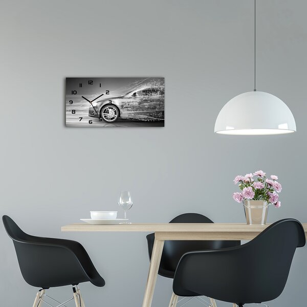 Skleněné hodiny na stěnu Jedoucí auto pl_zsp_60x30_f_45895686