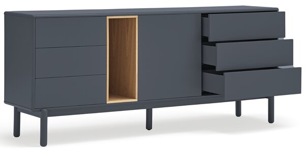 Antracitově šedá lakovaná komoda Teulat Corvo 180 x 40 cm