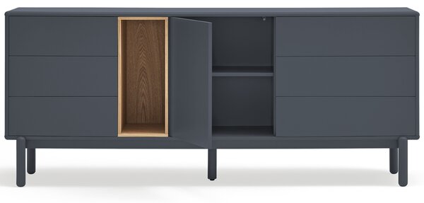 Antracitově šedá lakovaná komoda Teulat Corvo 180 x 40 cm
