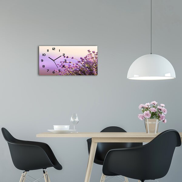 Moderní skleněné hodiny na stěnu Levandule pl_zsp_60x30_f_48533046
