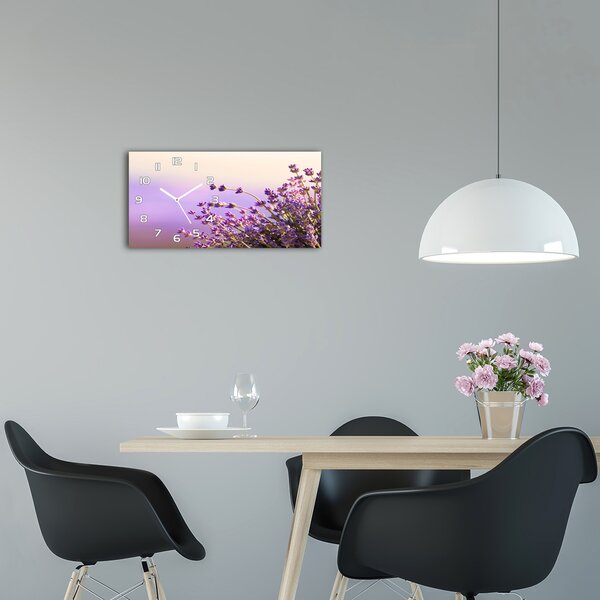 Moderní skleněné hodiny na stěnu Levandule pl_zsp_60x30_f_48533046