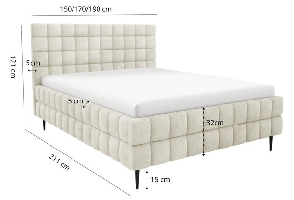 Čalouněná postel 140x200 LAILA LEG s úložným prostorem - šedá