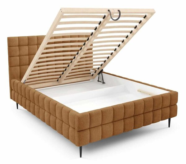 Čalouněná postel 140x200 LAILA LEG s úložným prostorem - hnědá