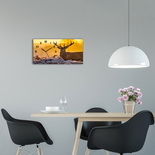 Skleněné hodiny na stěnu Jelen východ slunce pl_zsp_60x30_f_48250553