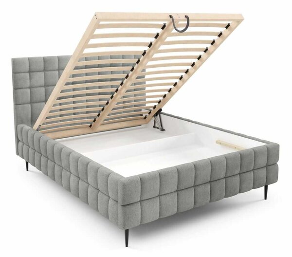 Čalouněná postel 140x200 LAILA LEG s úložným prostorem - šedá