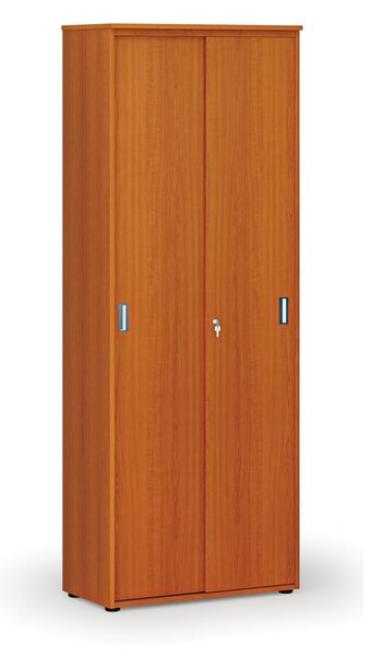 Kancelářská skříň se zasouvacími dveřmi PRIMO WOOD, 800 x 420 x 2128 mm, třešeň