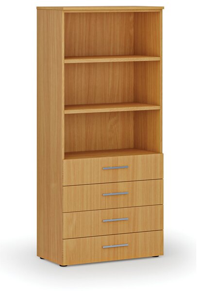 Kancelářská skříň se zásuvkami PRIMO WOOD, 800 x 420 x 1781 mm, buk