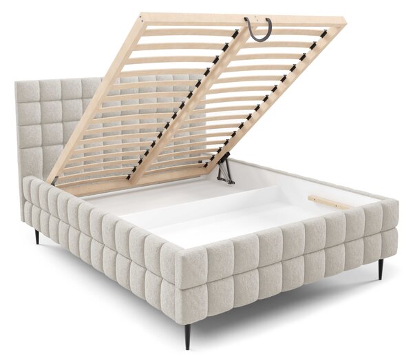 Čalouněná postel 140x200 LAILA LEG s úložným prostorem - světle béžová