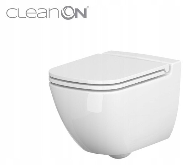 Cersanit Caspia, závěsná wc mísa + antibakteriální sedátko z duroplastu SET 741, bílá, K701-103