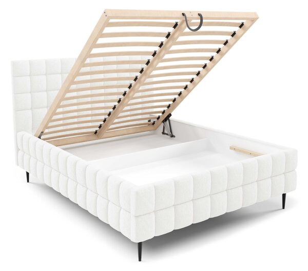Čalouněná postel 140x200 LAILA LEG s úložným prostorem - bílá