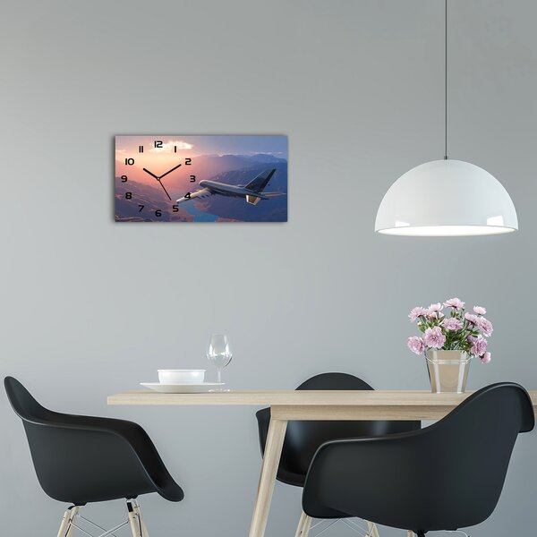 Moderní skleněné hodiny na stěnu Letadlo pl_zsp_60x30_f_49860633