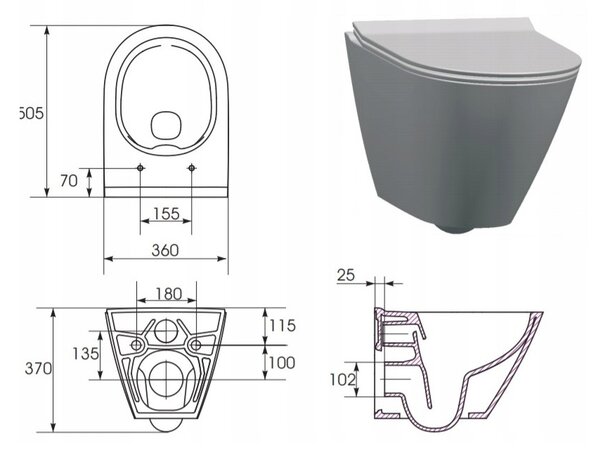 Cersanit City Oval CleaOn, závěsná wc mísa bez sedátka, bílá, K35-025