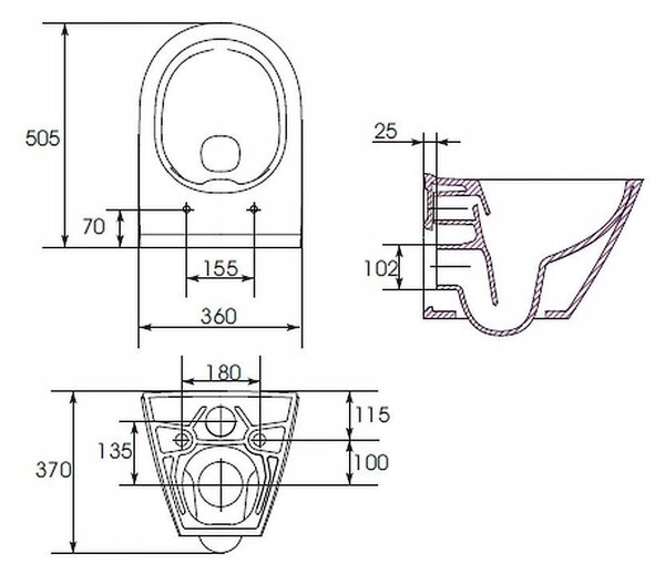 Cersanit City Oval CleaOn, závěsná wc mísa bez sedátka, bílá, K35-025