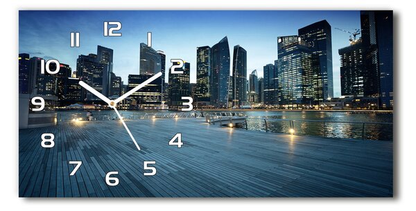 Skleněné hodiny na stěnu tiché Singapur noc pl_zsp_60x30_f_50961314