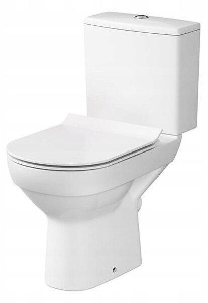 Cersanit City New CleanOn, kombi wc se splachováním 3/5l, horizontální odtok + antibakteriální toaletní sedátko z duroplastu, bílá, K35-037