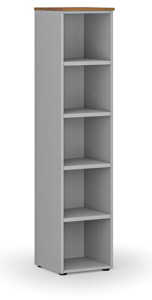 Kancelářský regál PRIMO GRAY, 400 x 420 x 1781 mm, šedá/ořech