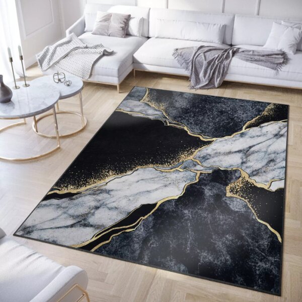 Koberec CRYSTAL PRINT CR-7 šedý / zlatý