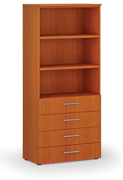 Kancelářská skříň se zásuvkami PRIMO WOOD, 800 x 420 x 1781 mm, třešeň