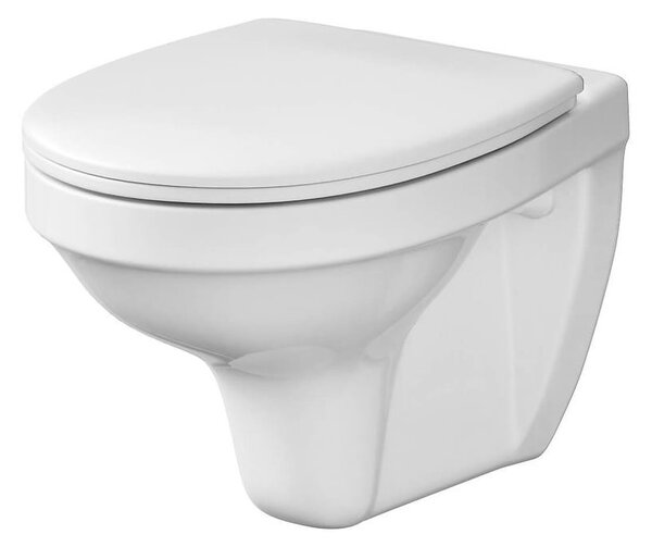 Cersanit DELFI - závěsná wc mísa + antibakteriální sedátko z duroplastu, bílá, K97-133