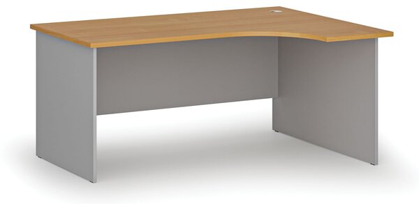 Rohový kancelářský psací stůl PRIMO GRAY, 160x120 cm, pravý, šedá/buk